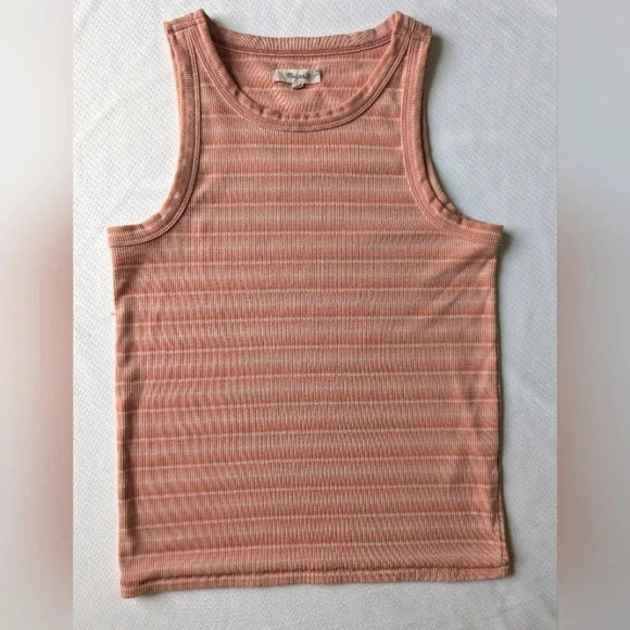 Madewell Striped Orange Westville Tank Top Small S - Picture 4 of 5